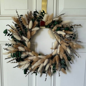 Handcrafted Dried Flower Wreath – Lavender, Poppy, and Eucalyptus – 30 cm
