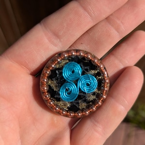 Throat Chakra Pocket Orgonite Puck with Shungite