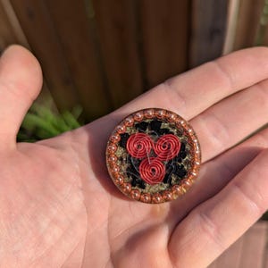 Root Chakra Pocket Orgonite Puck with shungite