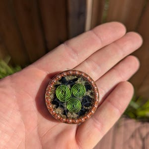 Heart Chakra Pocket Orgonite Puck with shungite