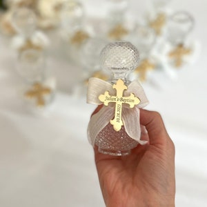 Botella de agua bendita de vidrio vacía, regalo religioso, obsequios de bautismo para niña y niño, obsequio de la Santa Comunión, botella de agua bendita bendecida, regalo de bautismo