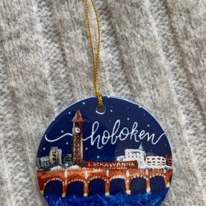 Hoboken NJ Erie Lackawanna terminal porcelain ornament with hand written personalization image 2