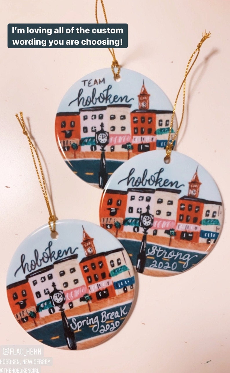 Hoboken NJ Washington Street porcelain ornament with hand written personalization image 3