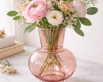 Pink Hedria Glass Vase, Modern Retro Bubble Vase