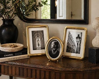 Vintage Gold Tone Picture Frames Set: Oval, Rectangle, Hollywood Regency Style
