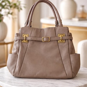 Authentic ELLIOTT LUCCA Genuine Pebbled Leather Satchel Shoulder Bag image 2