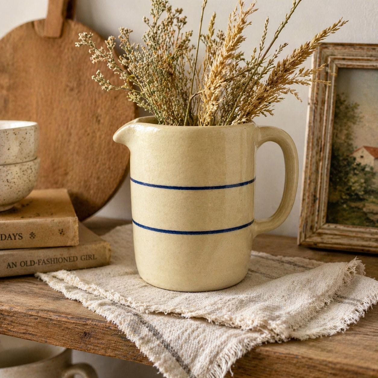 Vintage Blue Stripe Pottery - Etsy