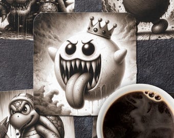 Drink Coasters - Mario's Vile Villains, Spooky Corkback Beverage Holders, Halloween or Horror Gift