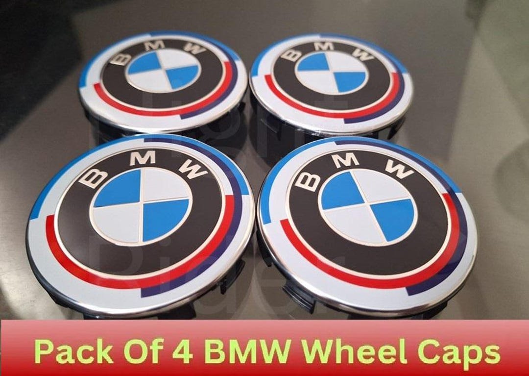 4x BMW 50th Anniversary Wheel Center Hub Caps Covers Badges Emblems ...