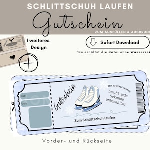 Personalized ice skating voucher | PDF download | Ice skating voucher to print | Gift idea | Ice skating voucher