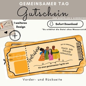 Gepersonaliseerde voucher Gedeelde dag | PDF-download | Persoonlijke voucher om uit te printen | Cadeau-idee | Individuele voucher