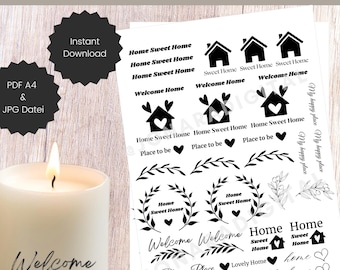 Candle tattoos Home | PDF template for candles | For printing | For water slide film I Candle tattoos at home | Decorating stick candles