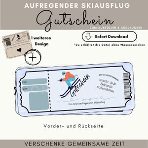Voucher personalizzato per gita sugli sci | Scarica PDF | Buono sci da stampare | Idea regalo | Buono per una gita sugli sci | Escursione sugli sci