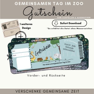 Szablon kuponu na wizytę w zoo | Kupon na wizytę w zoo do wydrukowania | Pomysł na prezent | Kupon do zoo