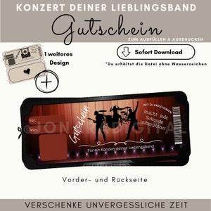 Concerto con voucher personalizzato | Scarica PDF | Voucher per la visita al concerto da stampare | Idea regalo | Buono concerto per la band preferita