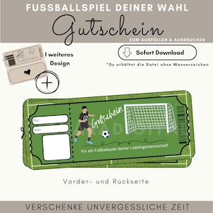Spersonalizowany kupon piłkarski | Pobierz PDF | Kupon na wizytę na stadionie do wydrukowania | Pomysł na prezent | Kupon na mecz piłki nożnej