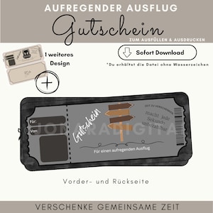 Personalized excursion voucher | PDF download | Voucher for exciting excursions to print out | Gift idea | Excursion voucher