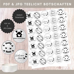 Tealight Messages at Home Candle Tattoos Home PDF Template for Printing Waterslide Film Tealight Messages at Home 2