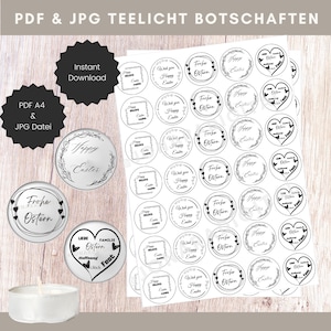 Easter tealight messages | Easter candle tattoos | PDF template | Printable | For waterslide decals | Easter tealight messages 3
