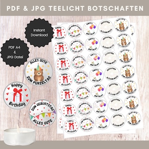 Tealight Messages Birthday Candle Tattoos Birthday PDF Template To Print Waterslide Film Tealight Messages Birthday 2