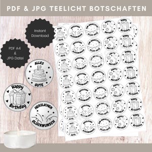 Tealight Messages Birthday Candle Tattoos Birthday PDF Template To Print Waterslide Film Tealight Messages Birthday 1
