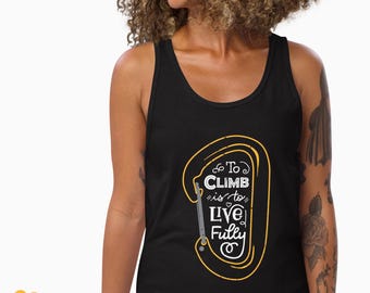 Canotta unisex da scalatore, illustrazione di moschettone da arrampicata