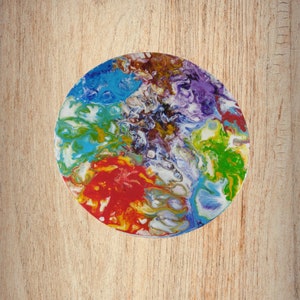 Peinture sur toile ronde d&#39;art fluide, coulée abstraite d&#39;acrylique, cadre d&#39;oeuvre d&#39;art moderne, création artistique, peinture originale unique, OOAK