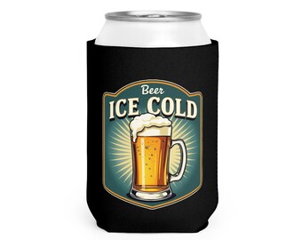 Funny "Ice Cold Beer" Can Cooler Sleeve: Neoprene Beverage Insulator