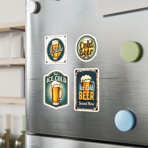Calcomanías de vinilo troqueladas de cerveza helada, decoración divertida para bar, regalo para amantes de la cerveza, pegatinas retro, recuerdo de fiesta, accesorios para bar en casa