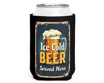 Vintage Beer Can Cooler Sleeve: Neoprene Ice Cold Holder