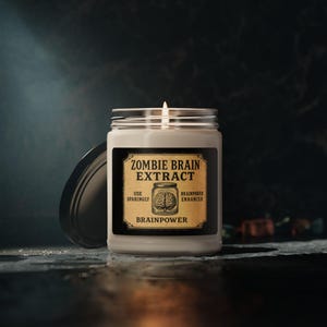 Zombie Brain Extract Scented Candle, Unique Gift for Halloween, Home Decor, Mindfulness, Aromatherapy, Brainpower Boost