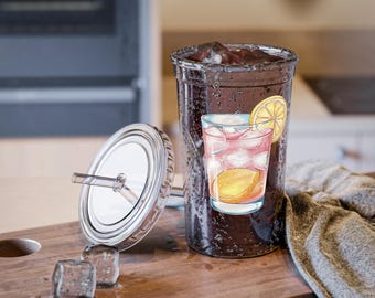 Insulated Acrylic Tumbler: 16oz BPA-Free Cup with Lid & Straw