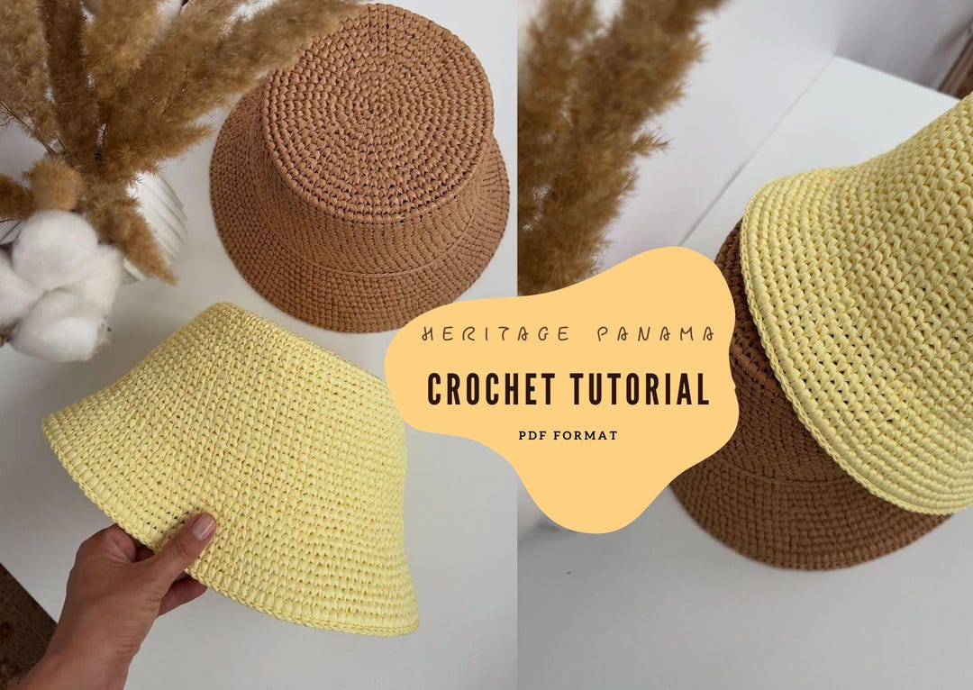 Crochet Raffia Bucket Hat Pattern PDF Easy DIY Rattan Hat Digital ...