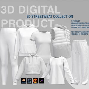 3D Female Streetwear Collection: Customizable CLO3D Models + Renders