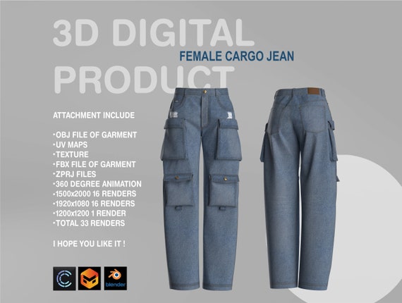 【BAON】[unisex] Letsole 3dimensional cargo half denim pt 3D DENIM - 3D JEAN - CLO 3D - Digital - Marvelous Designer