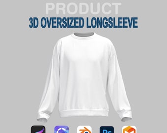 Oversized Longsleeve Mockup for Procreate | Clo3D Blender Garment | 3D Clothing Model