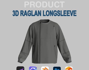 3D Raglan Longsleeve For Procreate, Blender, Clo3D (Digital Download)