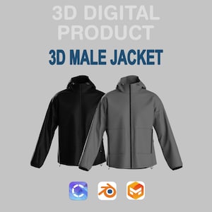 3D Male Jacket – CLO3D & Blender Digital Outerwear Model | Obj FBX ZPRJ PSD | Ready 3D Fashion Mockup 3D Mockup