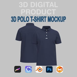 Maqueta de camiseta tipo polo para Procreate / Clo3D Blender Modelo de prenda 3D