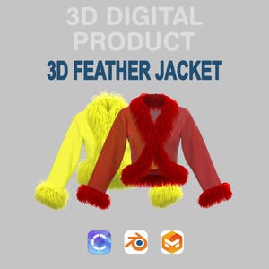 3D-Federjacke – Clo3D Blender Digitales Model | Obj Fbx Zprj Psd