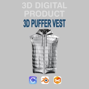 Chaleco acolchado 3D: modelo digital personalizable para Clo3D, Blender y Marvelous Designer