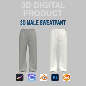 3D Male Sweatpant – Customizable Digital Pants for Clo3d, Blender & Procreate