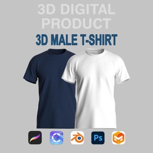 3D Männchen T-Shirt - Digitales Kleidungsmodell für Procreate Blender & Clo3D