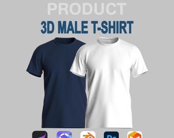 3D Male T-Shirt – Digital Clothing Model for Procreate Blender & Clo3D