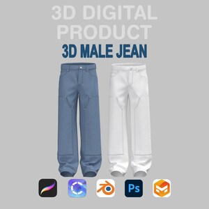 3D-jeansmockup voor Procreate | 3D-kledingmodel Clo3D-blender