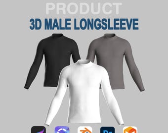 Modello di maglia a maniche lunghe per Procreate / Clo3D Blender Garment / Modello di abbigliamento 3D