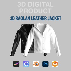 Chaqueta de cuero 3D: modelo de moda digital personalizable para Procreate y CLO3D en Blender