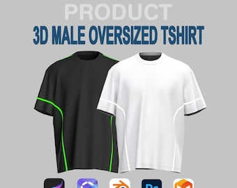 Oversized T-Shirt Mockup – CLO3D & Procreate Customizable Digital Fashion Model for Blender