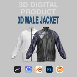 Chaqueta 3D para hombre: modelo digital personalizable de Clo3D y Procreate para Blender