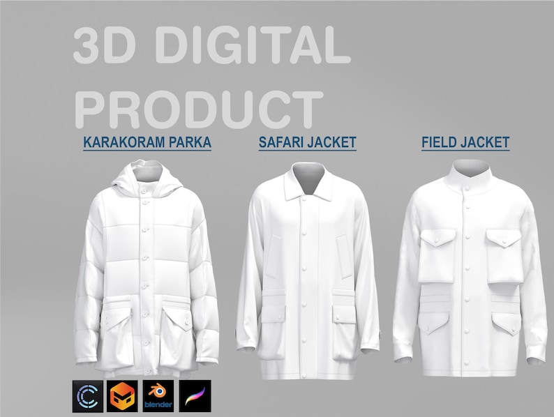 3D Jacket Colletion Pack - Clo3d - Procreate Obj - Digital - 3D Digital ...